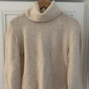 Topshop Cream Ribbed Turtleneck Sweater | Cozy Neutral Knit | XS